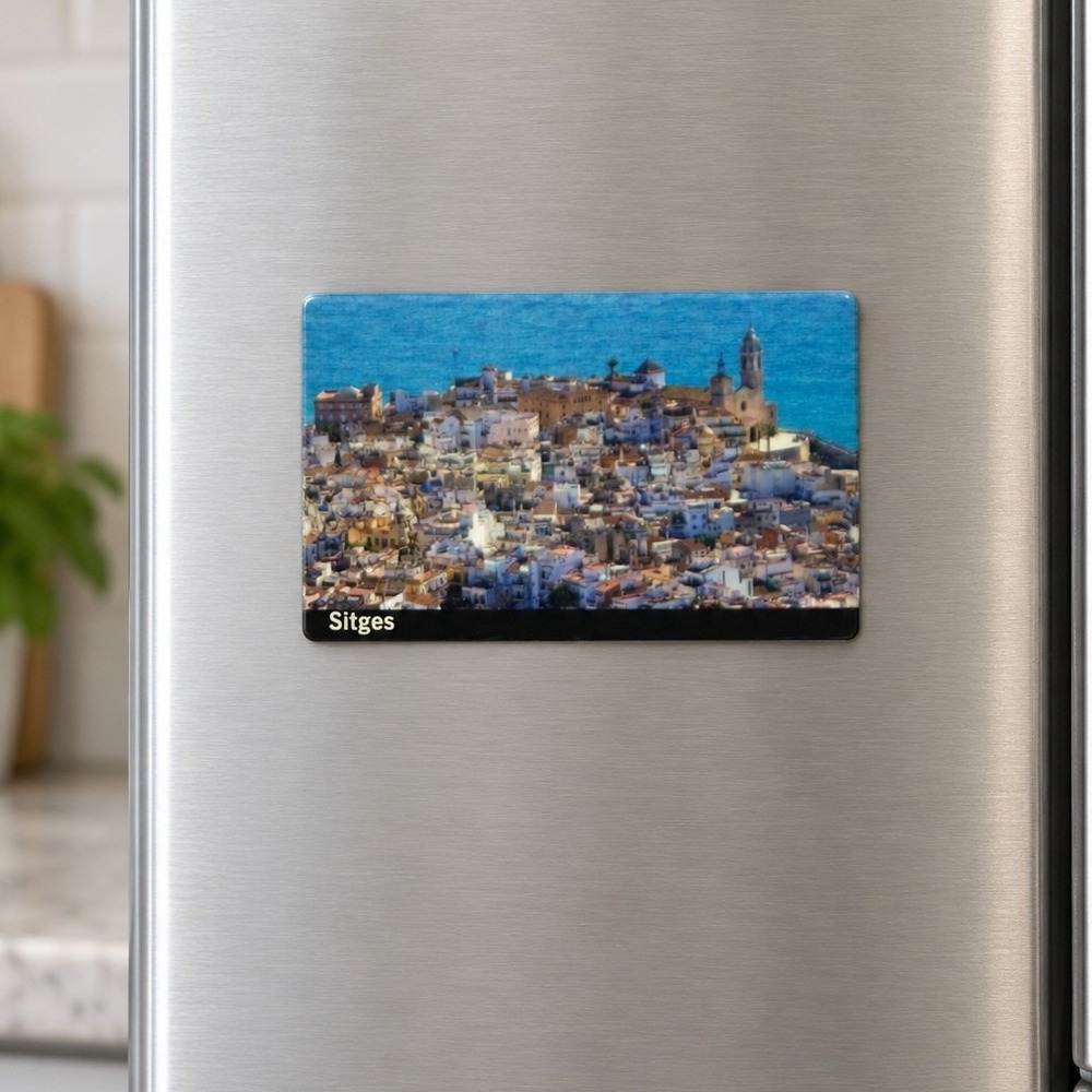 Sitges Spain Souvenir Refrigerator Magnet Scenic Coastal Town View Church